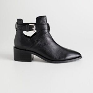& Other Stories Cut-out Leather Ankle Boots | Size 8